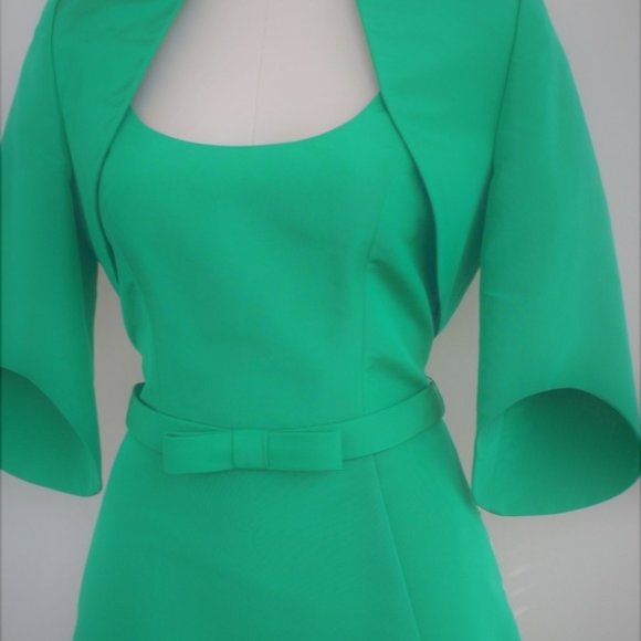 Classic Green Frascara Dress with Matching Jacket - Picture 2 of 7